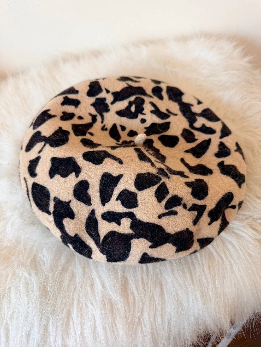 Brixton 100% Wool Cowprint Beret - M 7 1/4
